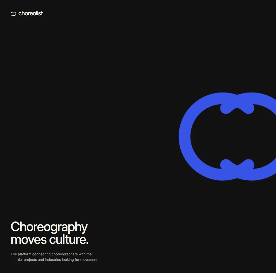 Choreolist home screen: Choreography moves culture