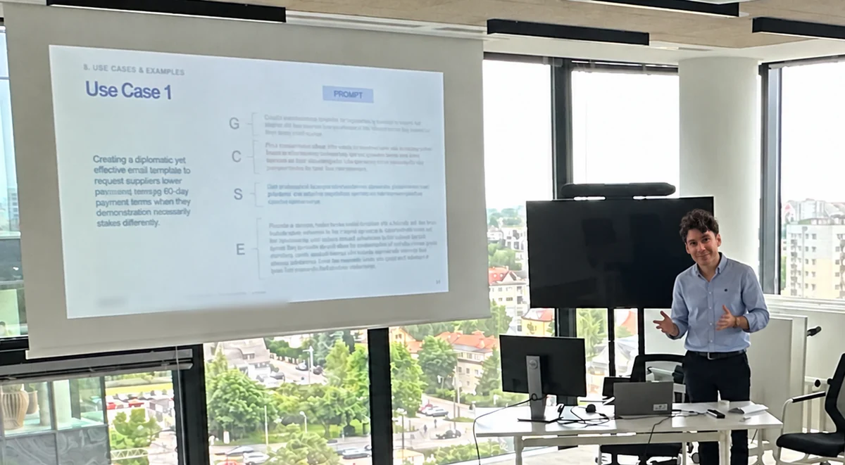 Emil running a corporate AI training session